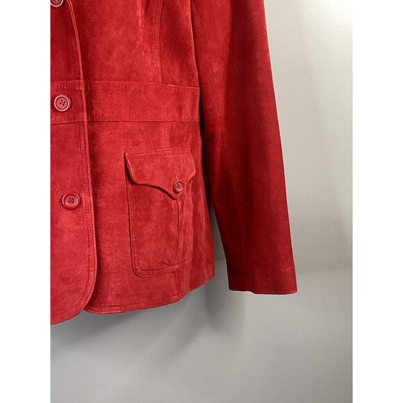 Liz Claiborne Brick Red Suede Blazer Jacket Womens Size L Flawed - Picture 5 of 9